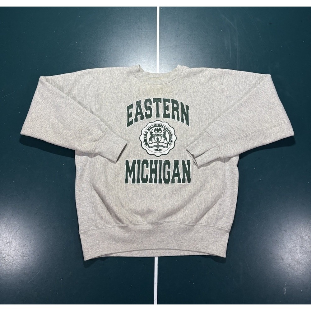 Vintage 80s Eastern Michigan University Crewneck Sweatshirt Men's Large Gray